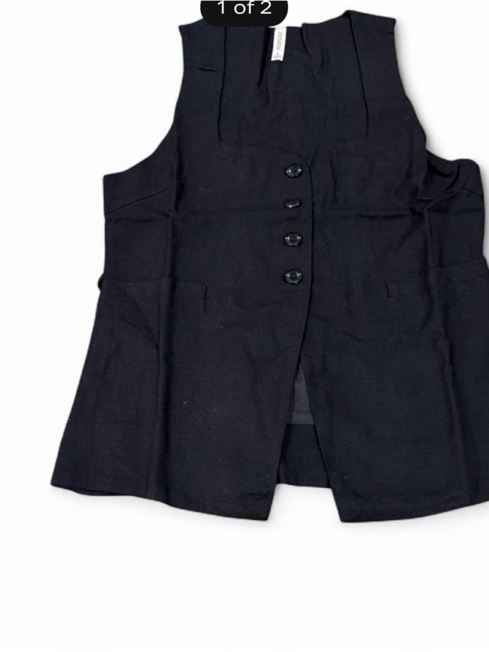 Zenana Outfitters Black Button Front Vest